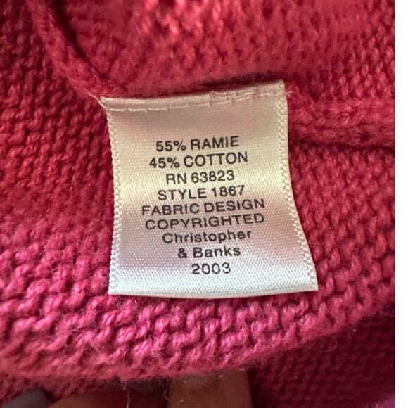 Vintage Christopher Banks Cardigan Sweater Womens L Pink Novelty Cat Print Zip - Picture 8 of 9